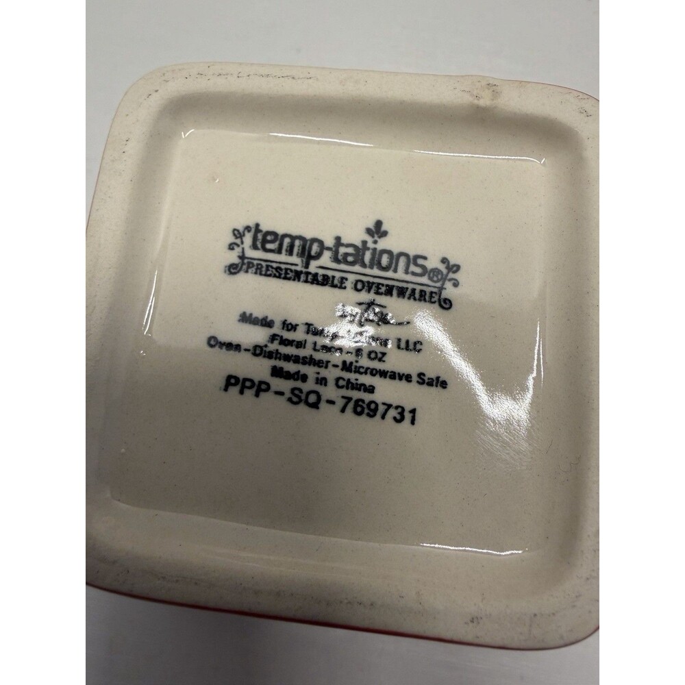 Temp-rations By Tara Floral Lace Red Set Of 3 Square Ramekin 6oz PPP-SQ-769731 - Picture 9 of 14